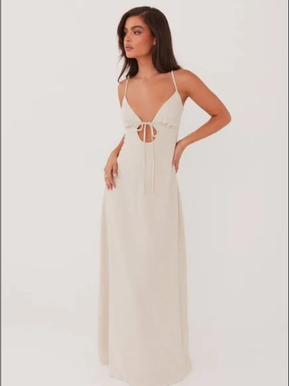 Peppermayo Flora Linen Maxi Dress - Oatmeal